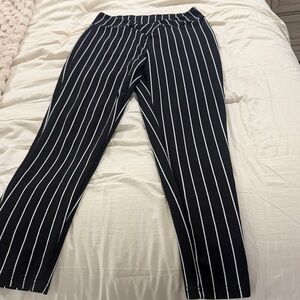 SHEIN Black and White Striped Straight Leg Pants